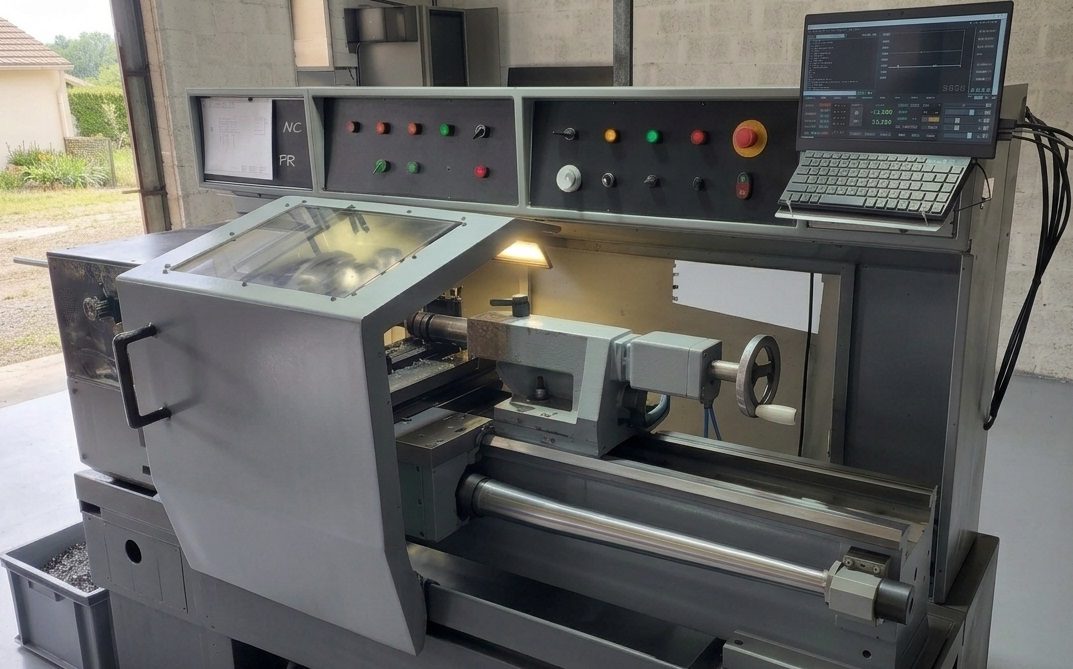 Segundo torno CNC Nardini ND 195 E da EVO, com comando próprio EVO-NC no chão de fábrica em Lontras/SC